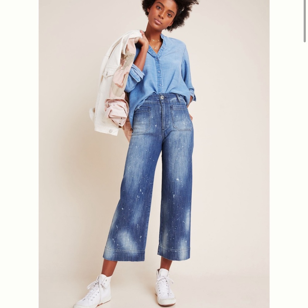 Pilcro and the letterpress Ultra High Rise Cropped Wide Leg Jeans
